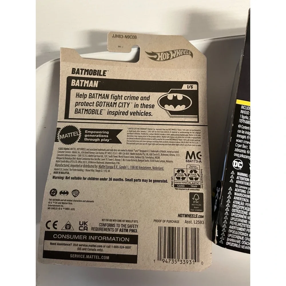 DC Batman Lot Joker 1st Edition 4in Figure + Hot Wheels Batmobile 4/250